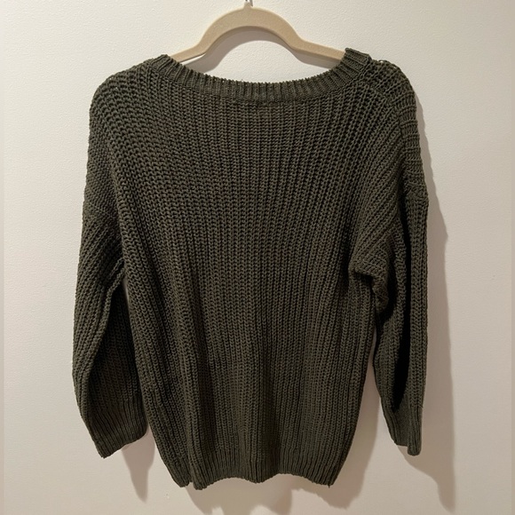 Olive green knit sweater. - Picture 2 of 2